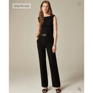 J.Crew Carreman Natalia Dress Pants French Wide Leg Trouser Black Womens Size 4